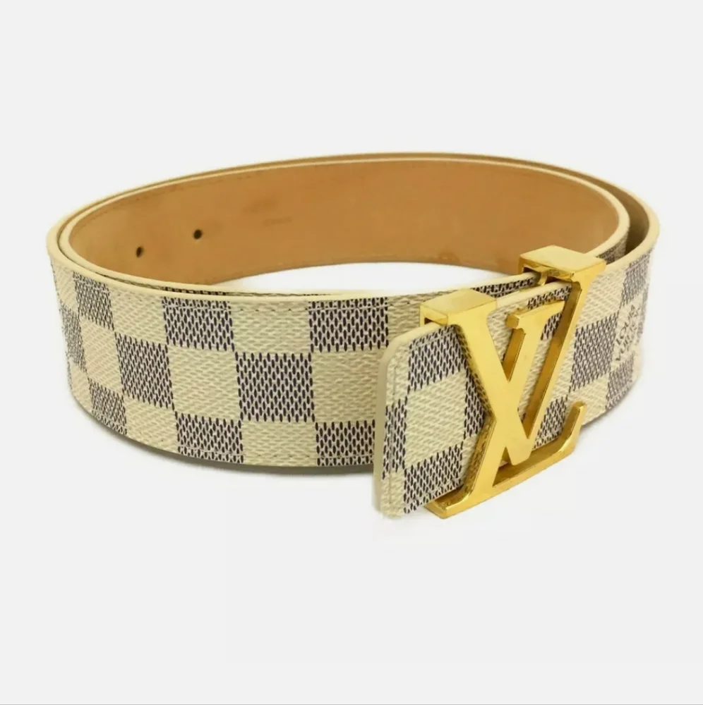 LOUIS VUITTON DAMIER AZUR INTRALES LV SAINT TULLE WHITE MENS BELT /N2483 - Picture 2 of 10